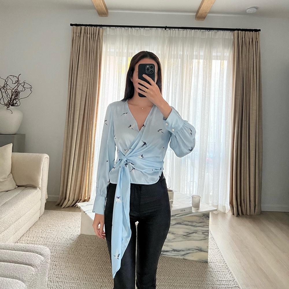 Zara Satin Wrap Top
